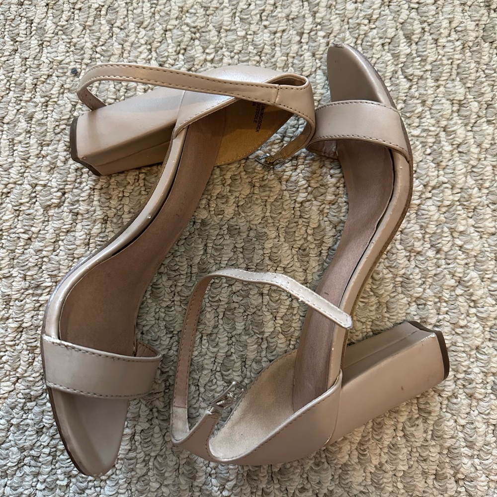 Elegant Beige Block Heel Sandals